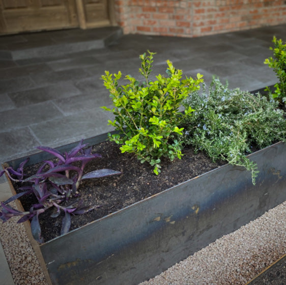 Custom sized metal garden bed planter box by Timber & Torch.